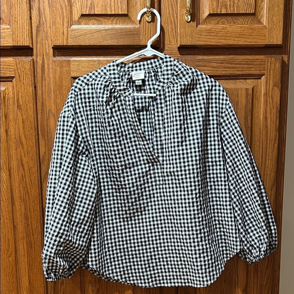 a new day Black and White Gingham Top